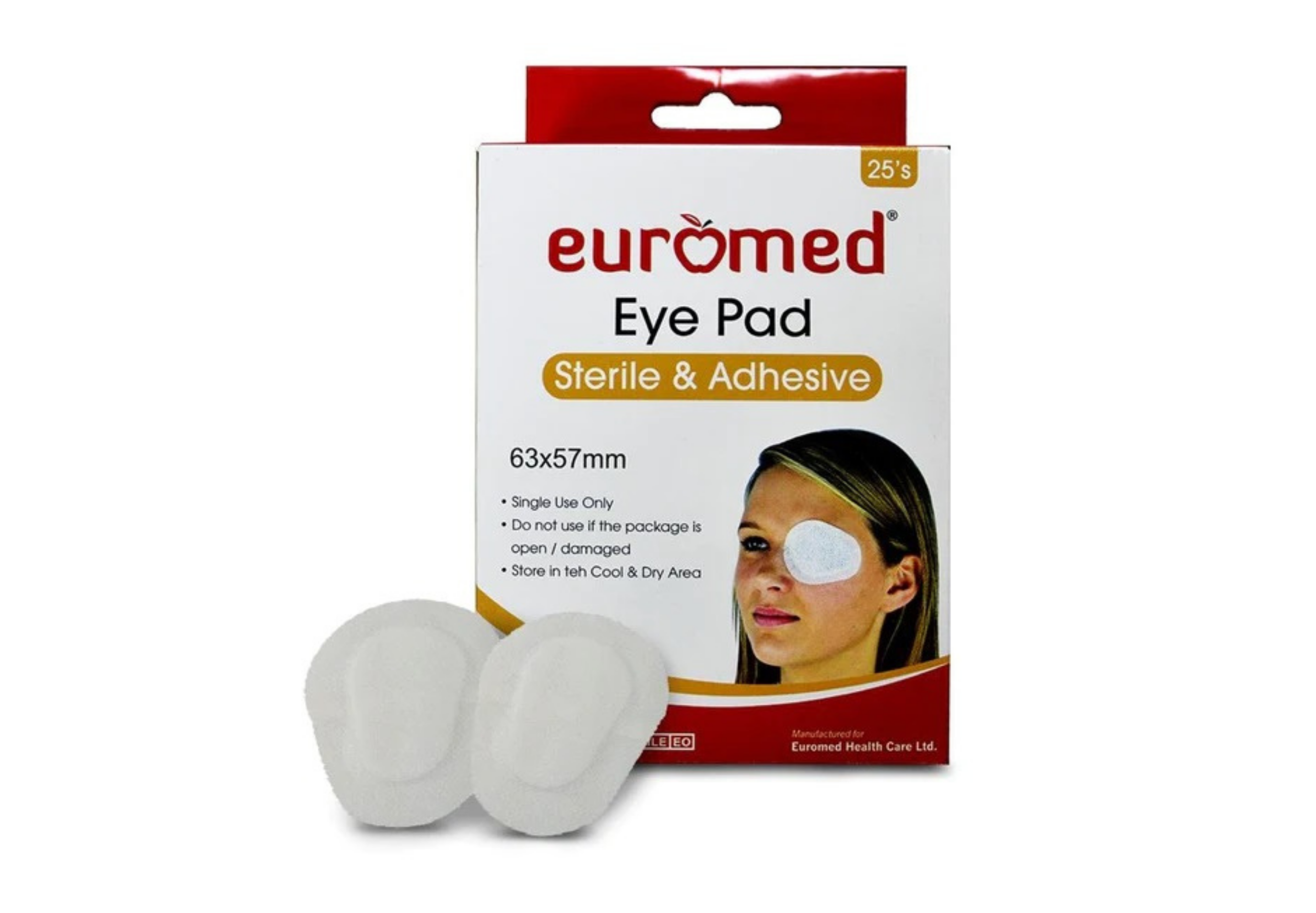 Euromed Eye Pads sterile & adhesive. 60*50mm | Eye Care | Ponnery